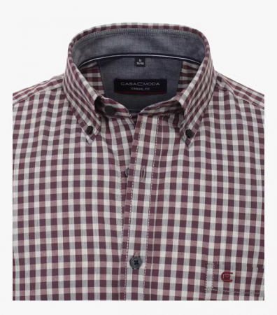 Camasa bumbac barbati CASA MODA CasualFit patratele visiniu [2]