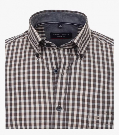 Camasa bumbac barbati CASA MODA CasualFit patratele maro [2]
