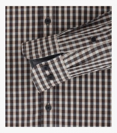 Camasa bumbac barbati CASA MODA CasualFit patratele maro [3]