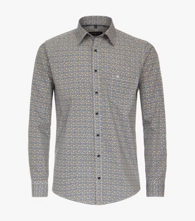 Camasi - Camasa bumbac barbati CASA MODA CasualFit cerculete bleumarin/galben