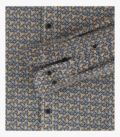 Camasa bumbac barbati CASA MODA CasualFit cerculete bleumarin/galben [3]