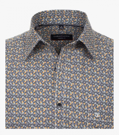Camasa bumbac barbati CASA MODA CasualFit cerculete bleumarin/galben [2]
