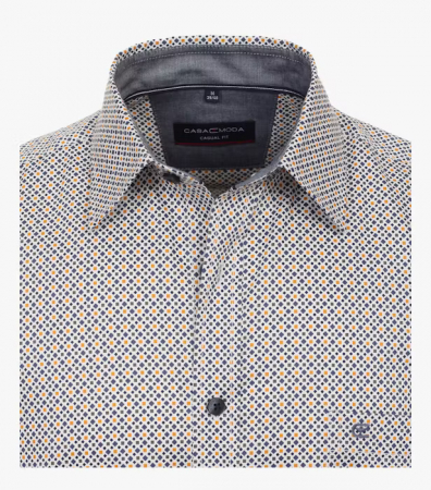 Camasa bumbac barbati CASA MODA CasualFit rombulete bleumarin/galben [2]