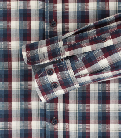 Camasa bumbac barbati CASA MODA CasualFit carouri visiniu/bleumarin [4]