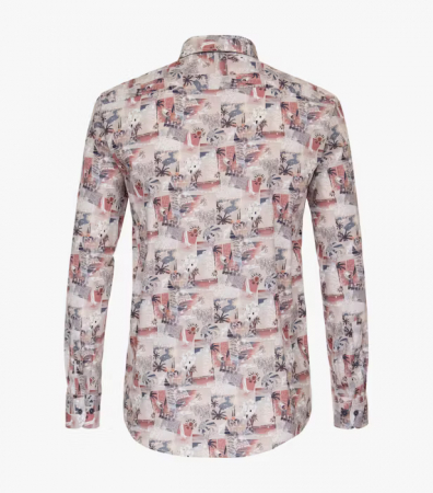 Camasa bumbac barbati CASA MODA CasualFit print vintage roz/bej [2]