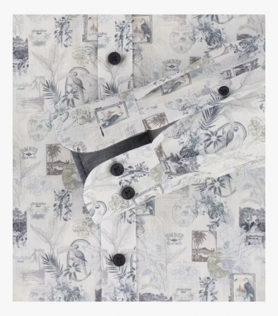 Camasa bumbac barbati CASA MODA CasualFit print exotic vintage bleumarin/oliv [4]