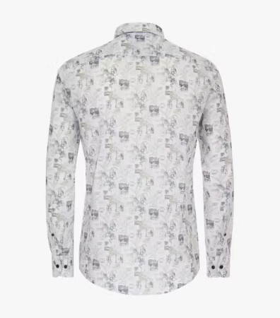 Camasa bumbac barbati CASA MODA CasualFit print exotic vintage bleumarin/oliv [1]