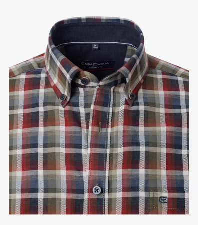 Camasa bumbac barbati CASA MODA CasualFit carouri rosu/oliv [2]