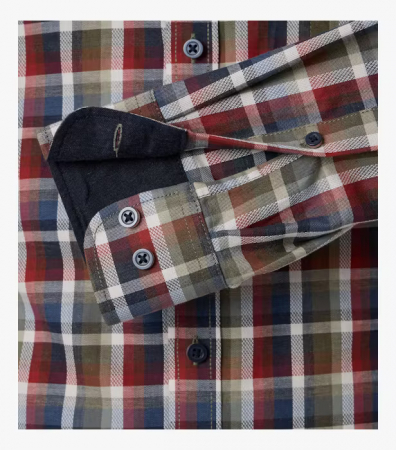 Camasa bumbac barbati CASA MODA CasualFit carouri rosu/oliv [3]