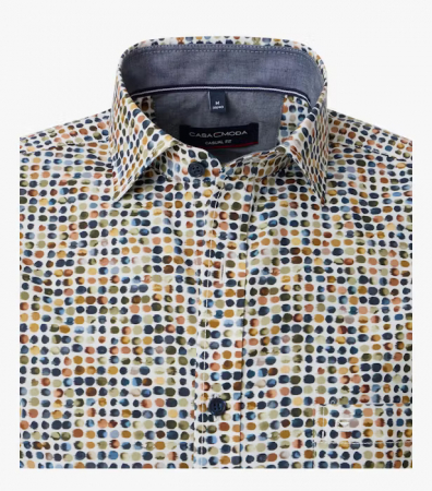 Camasa bumbac barbati CASA MODA CasualFit galben cerculete [2]