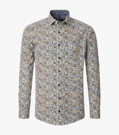 Camasi - Camasa bumbac barbati CASA MODA CasualFit galben cerculete