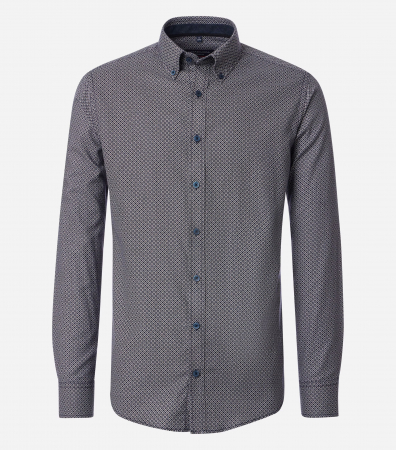 Camasi - Camasa bumbac barbati CASA MODA CasualFit maro print rombulete
