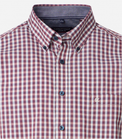 Camasa bumbac barbati CASA MODA CasualFit patratele visiniu deschis [2]