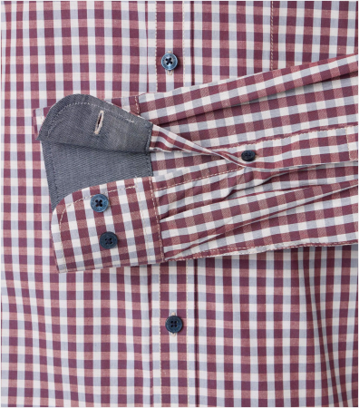 Camasa bumbac barbati CASA MODA CasualFit patratele visiniu deschis [3]