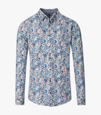 camasi maneca lunga - Camasa bumbac CASA MODA barbati Comfort floral albastru