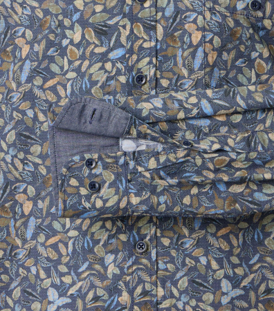 Camasa bumbac barbati CASA MODA CasualFit albastru frunze [3]