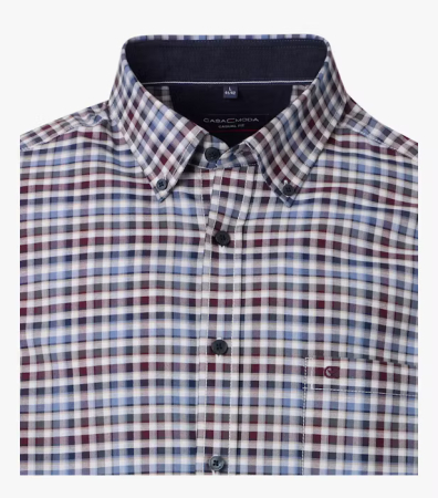 Camasa bumbac oxford barbati CASA MODA CasualFit patratele albastru/visiniu [2]