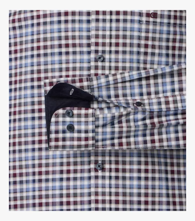 Camasa bumbac oxford barbati CASA MODA CasualFit patratele albastru/visiniu [3]