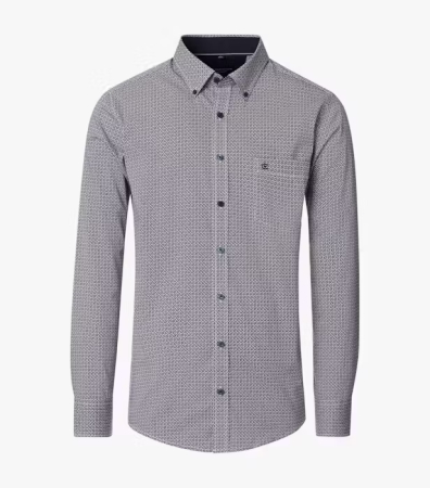 camasi maneca lunga - Camasa bumbac twill barbati CASA MODA CasualFit model geometric albastru