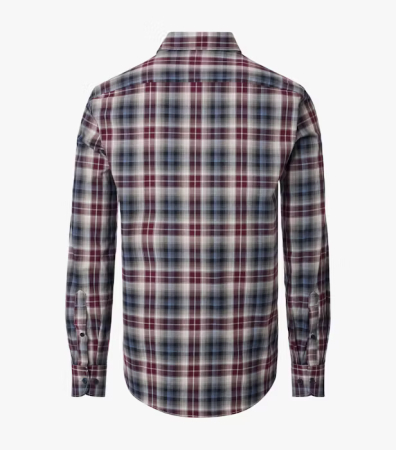 Camasa bumbac twill barbati CASA MODA CasualFit carouri visiniu/bleumarin [1]