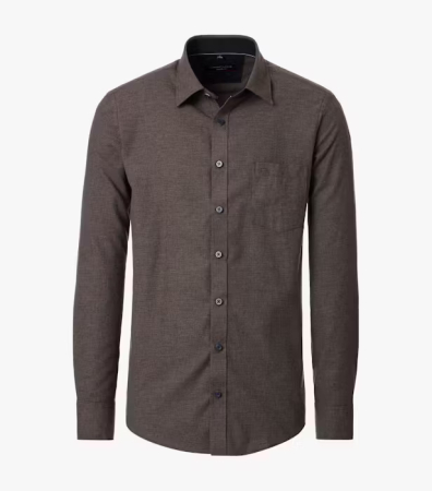 camasi maneca lunga - Camasa bumbac barbati CASA MODA CasualFit maro melanj