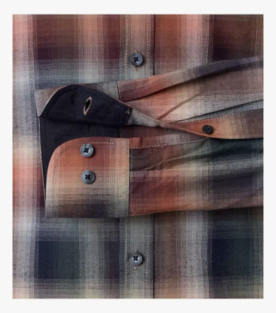 Camasa bumbac twill barbati CASA MODA CasualFit carouri bleumarin/portocaliu [3]