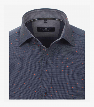 Camasa bumbac barbati CASA MODA Comfort Fit bleumarin puncte portocalii [2]