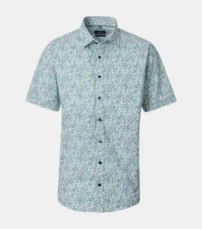 camasi dupa lungimea manecii - Camasa maneca scurta bumbac barbati CASA MODA verde print floral