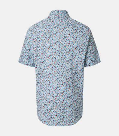 Camasa maneca scurta bumbac barbati CASA MODA albastru/rosu print acuarela [1]