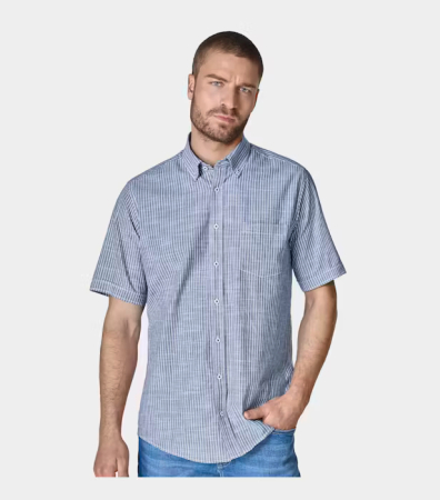 Camasa maneca scurta bumbac barbati CASA MODA albastru dungi [4]