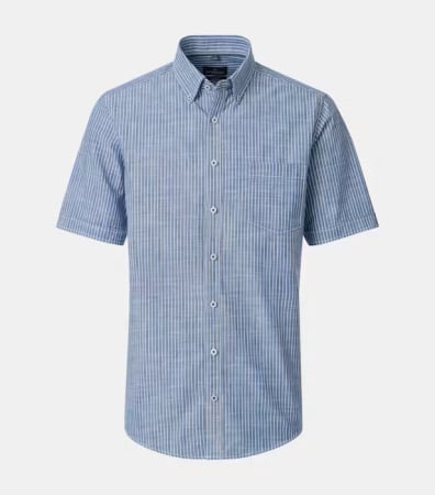 camasi casual - Camasa maneca scurta bumbac barbati CASA MODA albastru dungi
