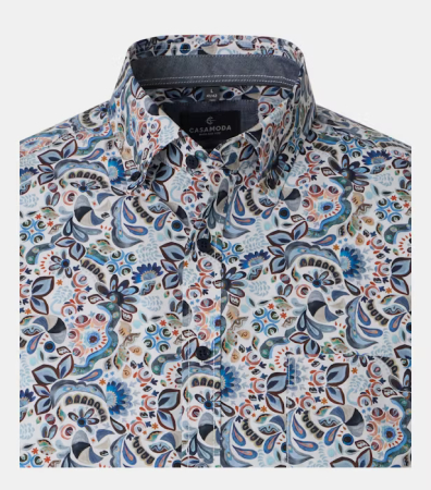 Camasa maneca scurta bumbac barbati CASA MODA albastru print paisley [2]