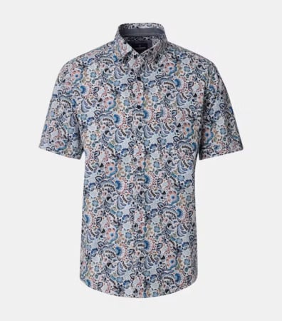 camasi casual - Camasa maneca scurta bumbac barbati CASA MODA albastru print paisley