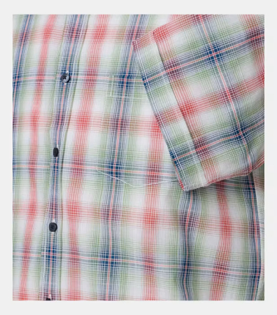 Camasa maneca scurta bumbac barbati CASA MODA rosu deschis carouri [3]