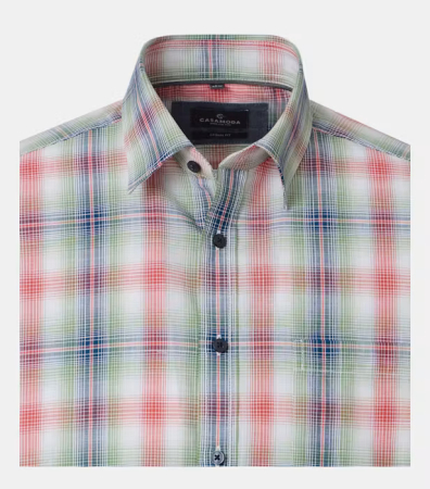 Camasa maneca scurta bumbac barbati CASA MODA rosu deschis carouri [2]