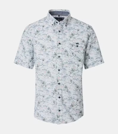 camasi casual - Camasa maneca scurta bumbac barbati CASA MODA print estival verde