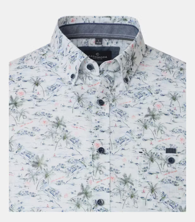 Camasa maneca scurta bumbac barbati CASA MODA print estival verde [2]