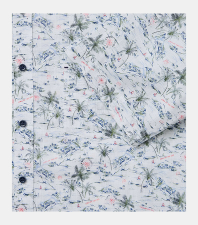 Camasa maneca scurta bumbac barbati CASA MODA print estival verde [3]