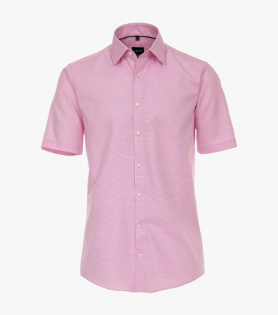 camasi maneca scurta - Camasa bumbac barbati maneca scurta VENTI Modern Fit roz