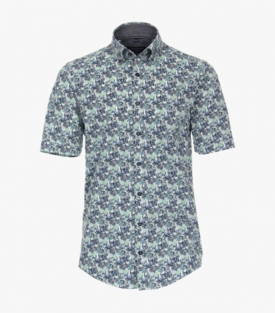 camasi maneca scurta - Camasa bumbac maneca scurta barbati CASA MODA print frunze verzi