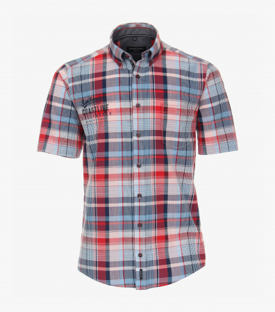 camasi maneca scurta - Camasa bumbac maneca scurta CASA MODA CasualFit carouri rosii