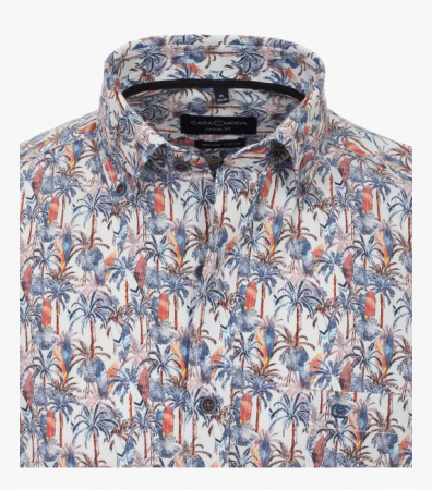 Camasa maneca scurta bumbac barbati CASA MODA CasualFit albastru print estival [1]