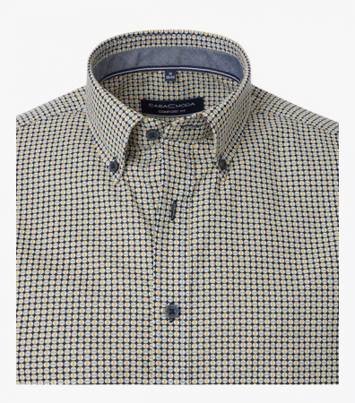 Camasa maneca scurta bumbac CASA MODA barbati Casual geometric galben [2]