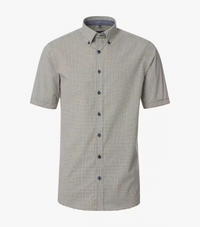 camasi maneca scurta - Camasa maneca scurta bumbac CASA MODA barbati Casual geometric galben