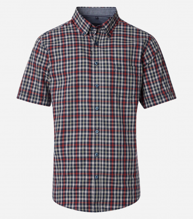 Camasi - Camasa bumbac maneca scurta barbati CASA MODA CasualFit patratele visiniu