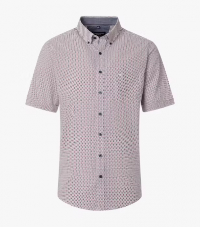 camasi maneca scurta - Camasa maneca scurta bumbac CASA MODA barbati Casual geometric rosu