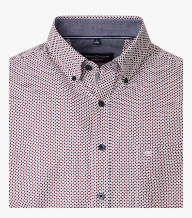 Camasa maneca scurta bumbac CASA MODA barbati Casual geometric rosu [2]
