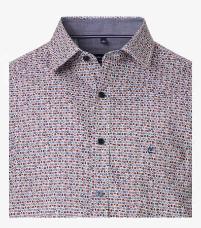 Camasa maneca scurta bumbac CASA MODA barbati Casual cerculete rosu albastru [2]