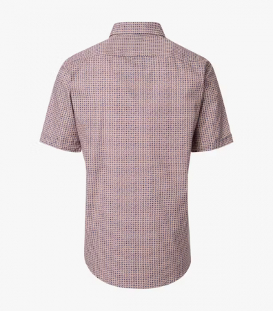Camasa maneca scurta bumbac CASA MODA barbati Casual geometric rosu portocaliu [1]