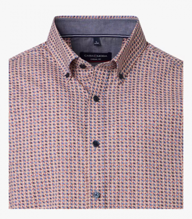 Camasa maneca scurta bumbac CASA MODA barbati Casual geometric rosu portocaliu [2]